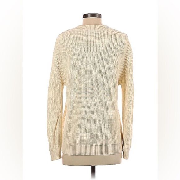 JOA Los Angeles Cream Shaker Knit Lace Up Crewneck Sweater Sz S - Picture 3 of 9